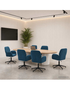 Sedie da scrivania girevoli 6 pz 54 x 55 x 90 cm Blu Velluto