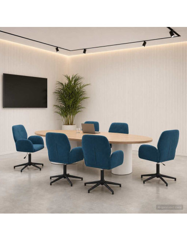 Sedie da scrivania girevoli 6 pz 54 x 55 x 90 cm Blu Velluto