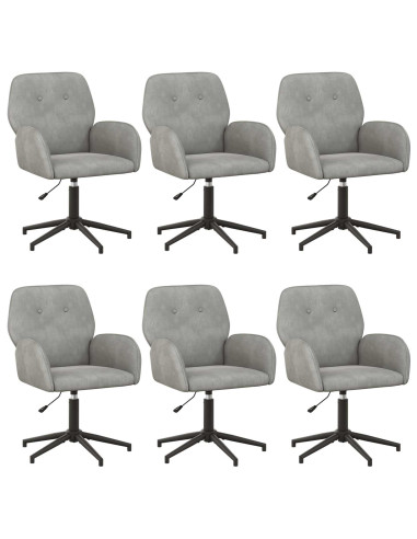 Sedie da scrivania girevoli 6 pz 54 x 55 x 90 cm Grigio Chiaro