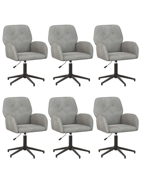 Sedie da scrivania girevoli 6 pz 54 x 55 x 90 cm Grigio Chiaro