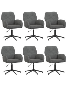 Sedie da scrivania girevoli 6 pz 54 x 55 x 90 cm Grigio Scuro 2