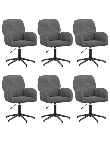 Sedie da scrivania girevoli 6 pz 54 x 55 x 90 cm Grigio Scuro