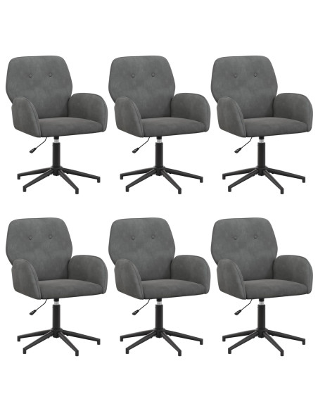 Sedie da scrivania girevoli 6 pz 54 x 55 x 90 cm Grigio Scuro