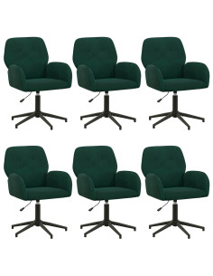 Sedie da scrivania girevoli 6 pz 54 x 55 x 90 cm Verde Scuro 2