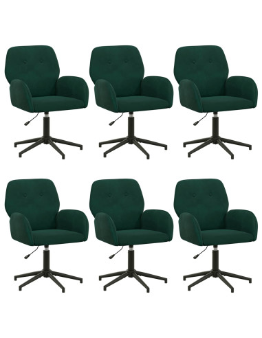 Sedie da scrivania girevoli 6 pz 54 x 55 x 90 cm Verde Scuro