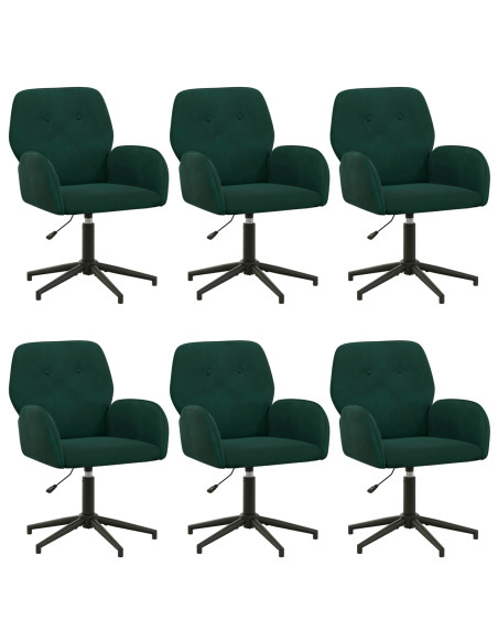 Sedie da scrivania girevoli 6 pz 54 x 55 x 90 cm Verde Scuro