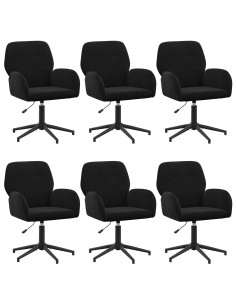Sedie da scrivania girevoli 6 pz 54 x 55 x 90 cm Nero Velluto 2