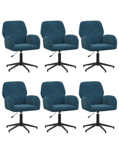 Sedie da scrivania girevoli 6 pz 54 x 55 x 90 cm Blu Velluto 2