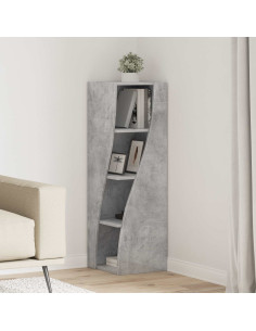 Mobile angolare Grigio cemento 32x32x102cm Legno multistrato