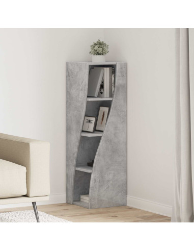 Mobile angolare Grigio cemento 32x32x102cm Legno multistrato
