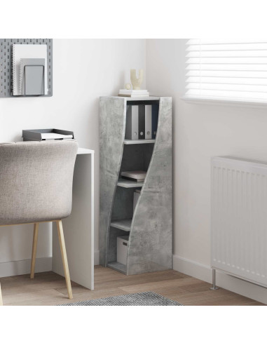 Mobile angolare Grigio cemento 32x32x102cm Legno multistrato