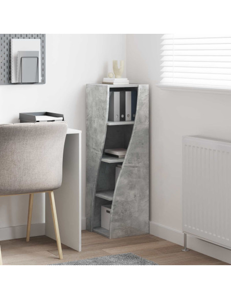 Mobile angolare Grigio cemento 32x32x102cm Legno multistrato