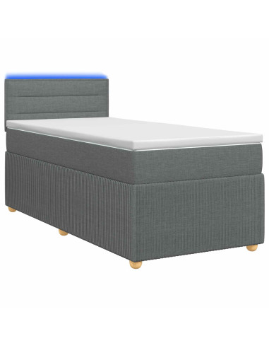 Letto box spring con materasso Grigio Scuro 90 x 200 cm Tessuto