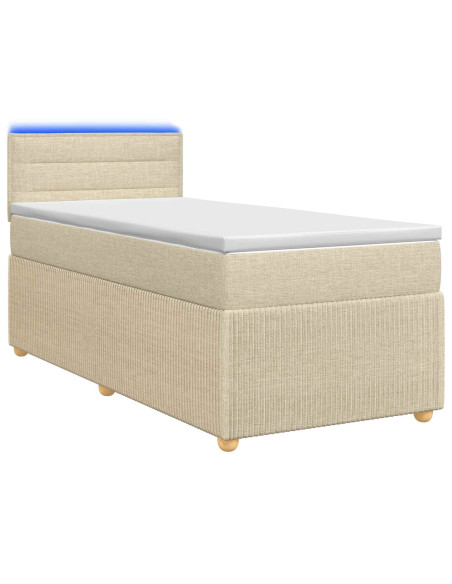 Letto box spring con materasso Crema 90 x 200 cm Tessuto