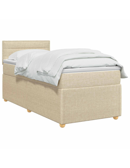 Letto box spring con materasso Crema 90 x 200 cm Tessuto