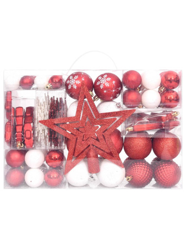 Set Addobbi di Natale 108 pz Rosso e Bianco