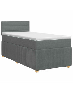 Letto box spring con materasso Grigio Scuro 90 x 200 cm Tessuto