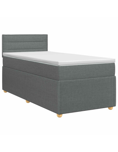Letto box spring con materasso Grigio Scuro 90 x 200 cm Tessuto