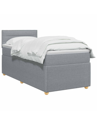 Letto box spring con materasso Grigio Chiaro 90 x 200 cm
