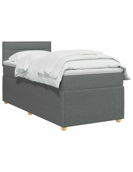 Letto box spring con materasso Grigio Scuro 90 x 200 cm Tessuto