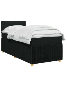Letto box spring con materasso Nero 90 x 200 cm Tessuto 2