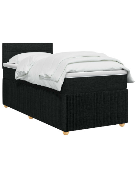 Letto box spring con materasso Nero 90 x 200 cm Tessuto