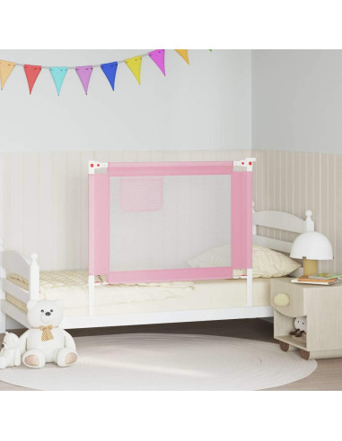 Sponda Letto di Sicurezza per Bambini Rosa 100x25cm in Tessuto