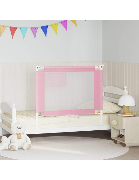 Sponda Letto di Sicurezza per Bambini Rosa 100x25cm in Tessuto