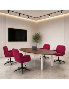 Sedie da scrivania girevoli 4 pz 54 x 55 x 90 cm Rosso Vino