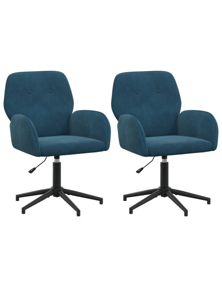 Sedie da scrivania girevoli 2 pz 54 x 55 x 90 cm Blu Velluto