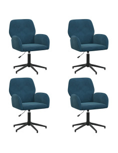 Sedie da scrivania girevoli 4 pz 54 x 55 x 90 cm Blu Velluto 2