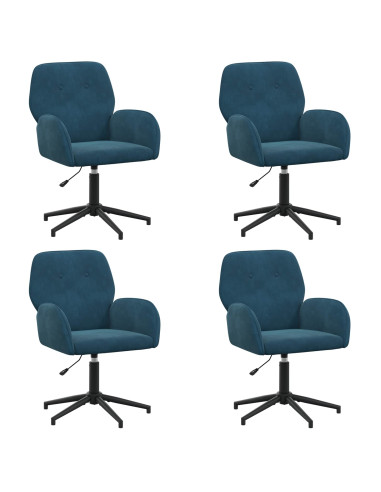Sedie da scrivania girevoli 4 pz 54 x 55 x 90 cm Blu Velluto