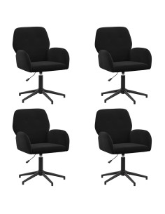 Sedie da scrivania girevoli 4 pz 54 x 55 x 90 cm Nero Velluto 2