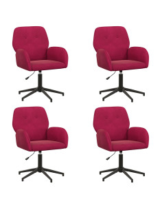 Sedie da scrivania girevoli 4 pz 54 x 55 x 90 cm Rosso Vino 2