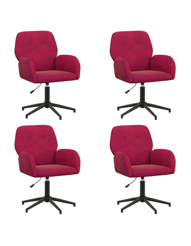 Sedie da scrivania girevoli 4 pz 54 x 55 x 90 cm Rosso Vino