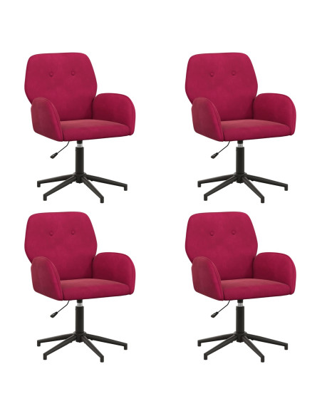 Sedie da scrivania girevoli 4 pz 54 x 55 x 90 cm Rosso Vino
