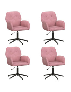 Sedie da scrivania girevoli 4 pz 54 x 55 x 90 cm Rosa Velluto 2