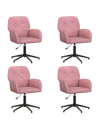 Sedie da scrivania girevoli 4 pz 54 x 55 x 90 cm Rosa Velluto