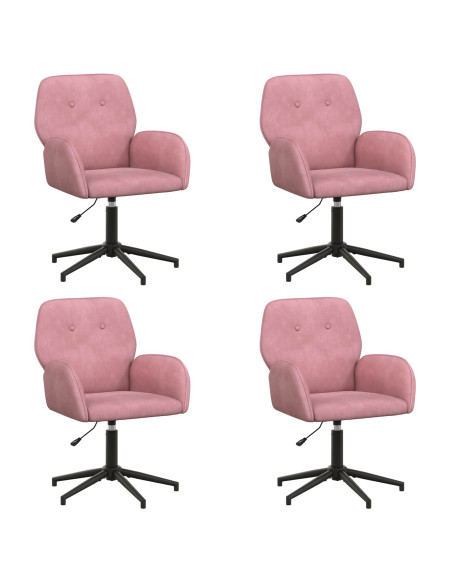 Sedie da scrivania girevoli 4 pz 54 x 55 x 90 cm Rosa Velluto