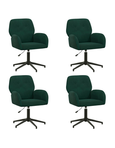 Sedie da scrivania girevoli 4 pz 54 x 55 x 90 cm Verde Scuro