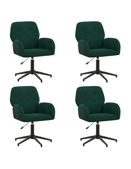 Sedie da scrivania girevoli 4 pz 54 x 55 x 90 cm Verde Scuro