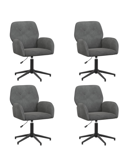 Sedie da scrivania girevoli 4 pz 54 x 55 x 90 cm Grigio Scuro