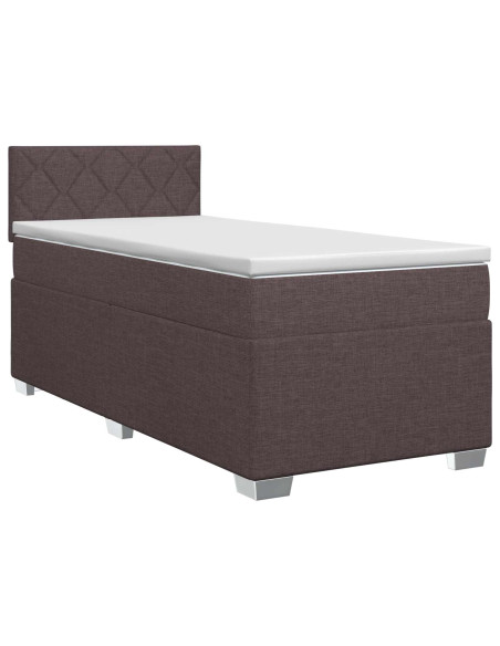Letto box spring con materasso Marrone Scuro 100 x 200 cm