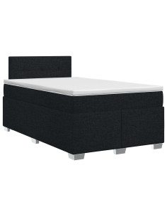 Letto box spring con materasso Nero 120 x 200 cm Tessuto