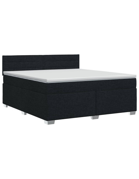 Letto box spring con materasso Nero 140 x 190 cm Tessuto