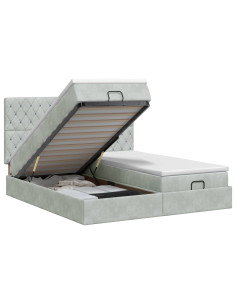 Letto ottomano con materasso 2 pcs Grigio Chiaro Velluto