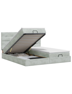 Letto ottomano con materasso 2 pz Grigio Chiaro Velluto
