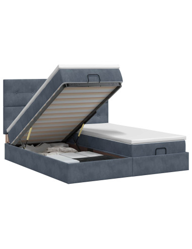 Letto ottomano con materasso 2 pz Grigio Scuro Velluto