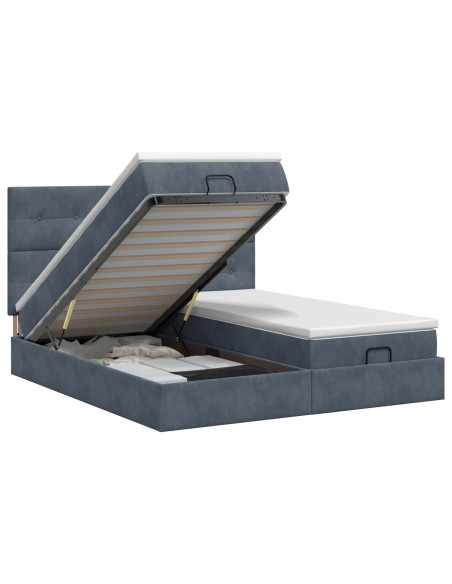 Letto ottomano con materasso 2 pz Grigio Scuro Velluto