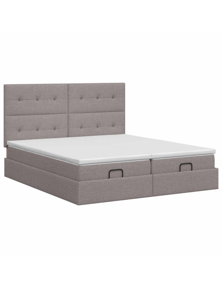 Letto ottomano con materasso con testiera 2 pz Tortora Tessuto
